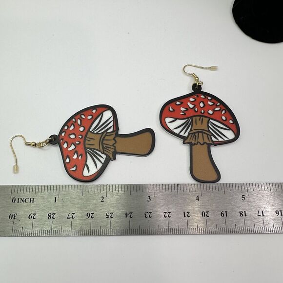 Mushroom Earrings Funky Dangle Drop Earrings Novelty Statement‎ Earrings - Picture 2 of 5